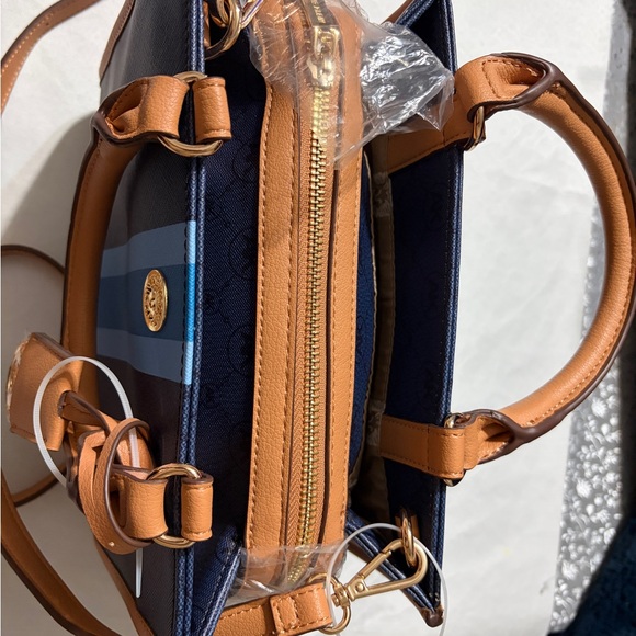 Anne Klein Navy and Tan Satchel - Picture 12 of 14